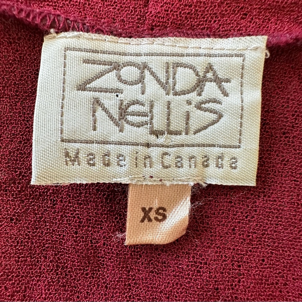 ZONDA NELLIS Vintage Open Front Duster Kimono Red XS Semi Sheer Art To Wear - Picture 5 of 16